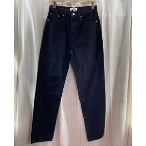 GREY LAB Black Distressed Denim‎ Jeans High Waisted Straight Leg Size 27